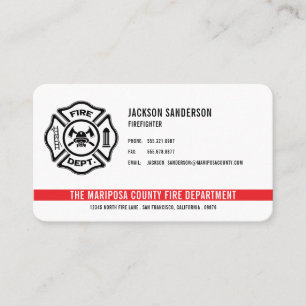 Personalised Firefighter Fire Department Logo Business Card