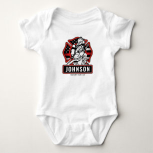 Personalised Firefighter Fire Dept Patriotic Flag  Baby Bodysuit