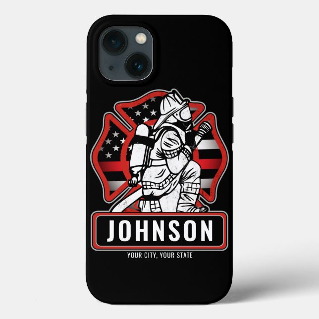Personalised Firefighter Fire Dept Patriotic Flag  Case-Mate iPhone Case (Back)