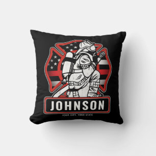Personalised Firefighter Fire Dept Patriotic Flag Cushion