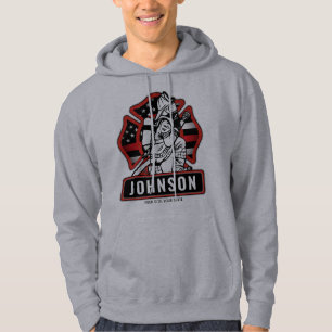 Personalised Firefighter Fire Dept Patriotic Flag Hoodie