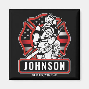 Personalised Firefighter Fire Dept Patriotic Flag Magnet