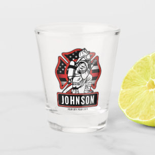 Personalised Firefighter Fire Dept Patriotic Flag Shot Glass