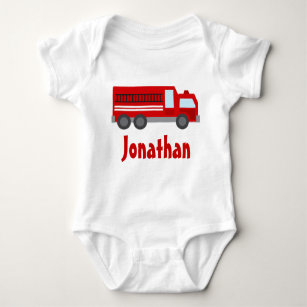 Personalised Firefighter Fire Truck Baby T-shirt Baby Bodysuit