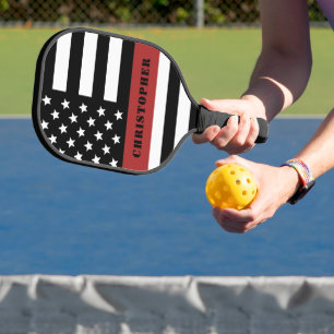 Personalised Firefighter Flag Thin Red Line Pickleball Paddle