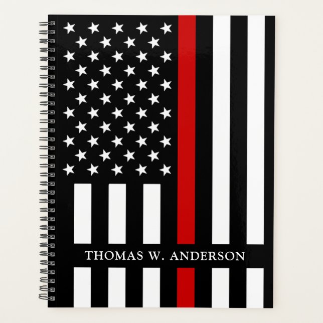 Personalised Firefighter Flag Thin Red Line Planner (Front)