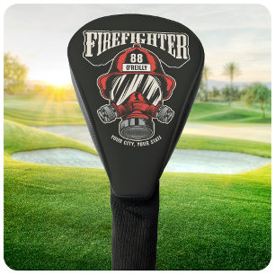Personalised Firefighter Mask Fire Dept Helmet Golf Head Cover