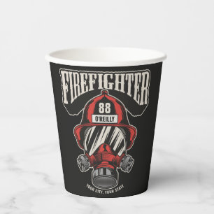 Personalised Firefighter Mask Fire Dept Helmet Paper Cups