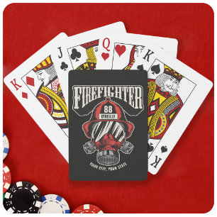 Personalised Firefighter Mask Fire Dept Helmet Playing Cards