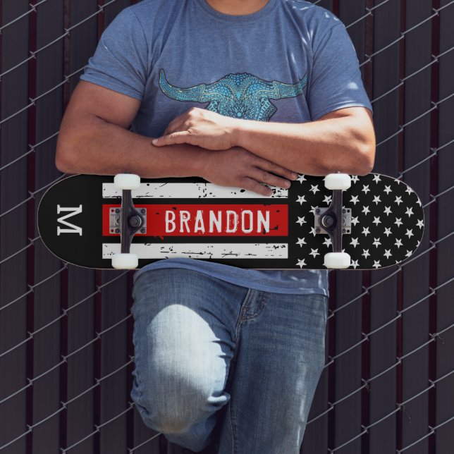 Personalised Firefighter Patriotic Thin Red Line Skateboard (Outdoor 3)