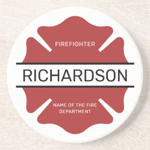 Personalised Firefighter Red Logo Symbol Coaster