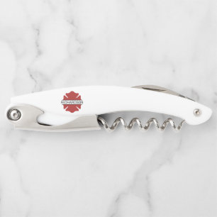 Personalised Firefighter Red Logo Symbol  Corkscrew