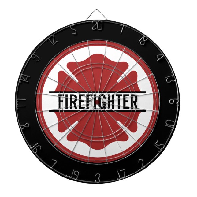 Personalised Firefighter Red Logo Symbol  Dartboard (Front)