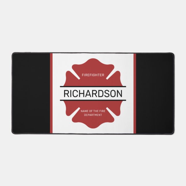 Personalised Firefighter Red Logo Symbol  Desk Mat (Front)