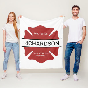 Personalised Firefighter Red Logo Symbol Fleece Blanket