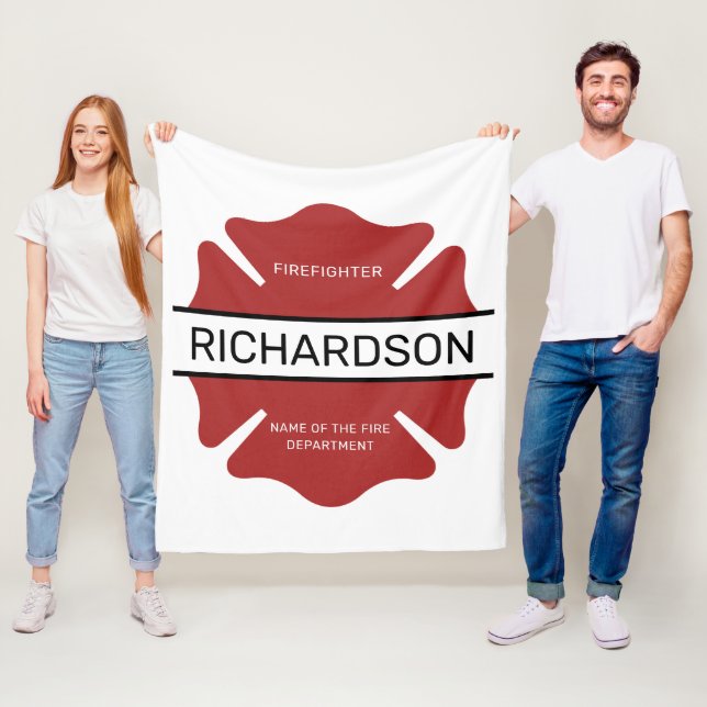 Personalised Firefighter Red Logo Symbol  Fleece Blanket (In Situ)
