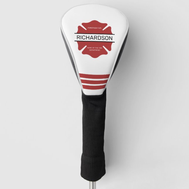Personalised Firefighter Red Logo Symbol  Golf Head Cover (Front)