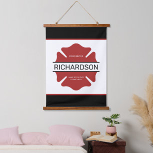 Personalised Firefighter Red Logo Symbol  Hanging Tapestry
