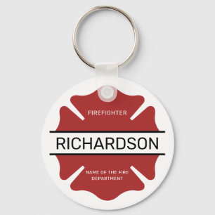 Personalised Firefighter Red Logo Symbol  Key Ring
