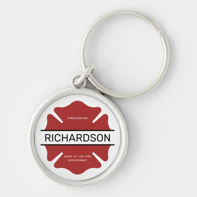 Personalised Firefighter Red Logo Symbol  Key Ring (Front)