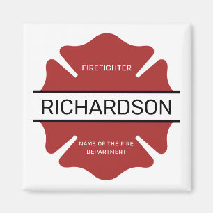 Personalised Firefighter Red Logo Symbol Magnet