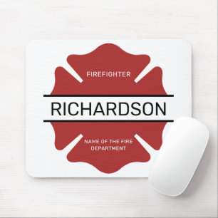 Personalised Firefighter Red Logo Symbol Mouse Mat