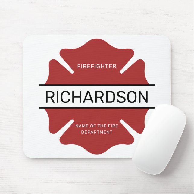 Personalised Firefighter Red Logo Symbol  Mouse Mat (With Mouse)