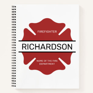 Personalised Firefighter Red Logo Symbol Notebook