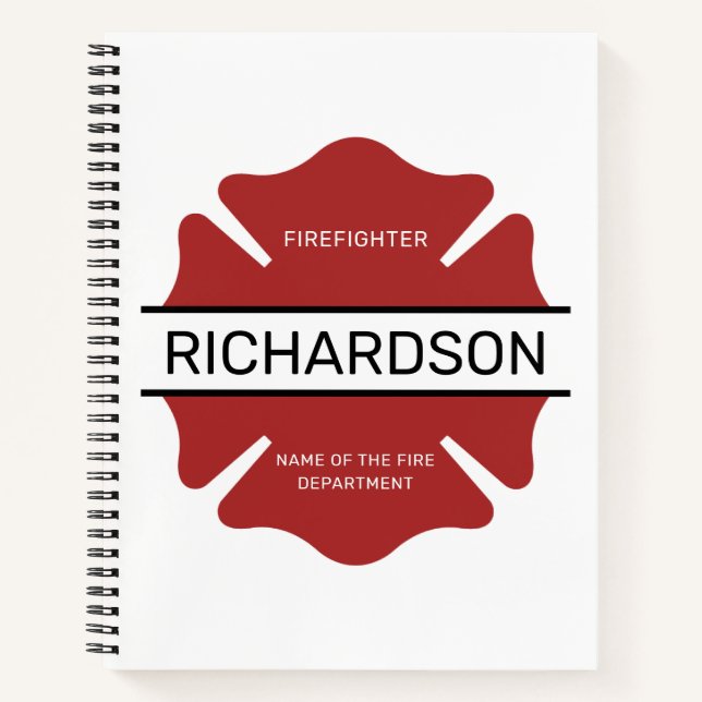 Personalised Firefighter Red Logo Symbol  Notebook (Front)