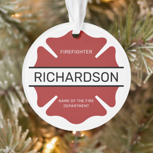 Personalised Firefighter Red Logo Symbol  Ornament (Tree)