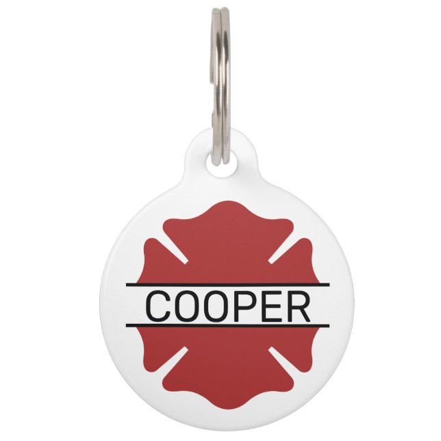 Personalised Firefighter Red Logo Symbol  Pet Tag (Front)