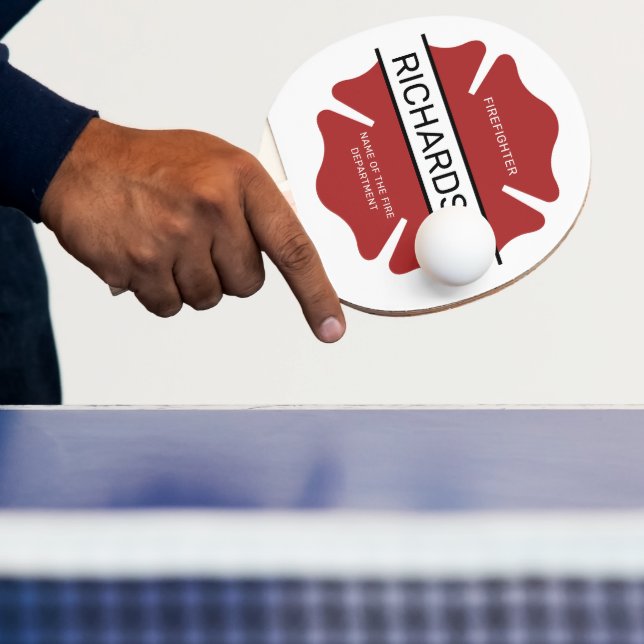 Personalised Firefighter Red Logo Symbol  Ping Pong Paddle (Insitu)