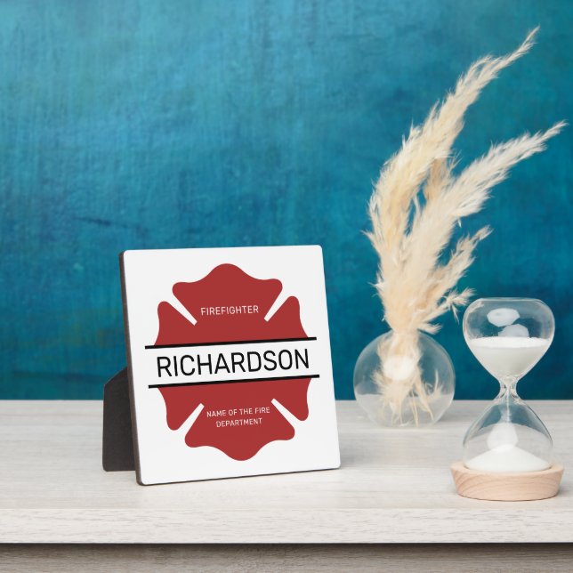 Personalised Firefighter Red Logo Symbol  Plaque (Insitu)