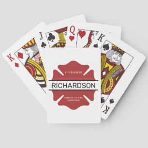 Personalised Firefighter Red Logo Symbol  Playing Cards