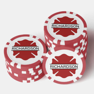 Personalised Firefighter Red Logo Symbol Poker Chips