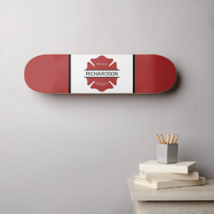 Personalised Firefighter Red Logo Symbol  Skateboard