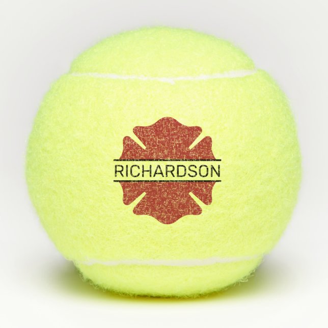 Personalised Firefighter Red Logo Symbol  Tennis Balls (Front)