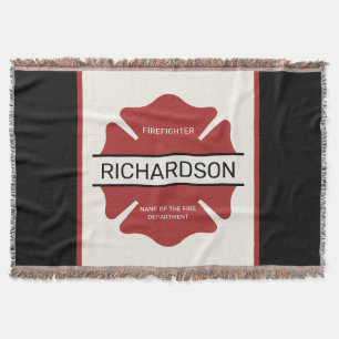 Personalised Firefighter Red Logo Symbol  Throw Blanket