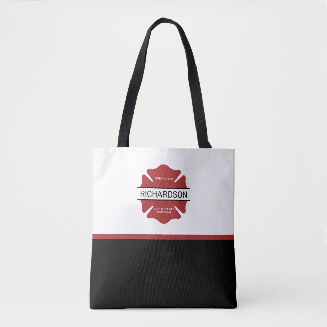 Personalised Firefighter Red Logo Symbol  Tote Bag (Front)