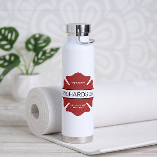 Personalised Firefighter Red Logo Symbol  Water Bottle