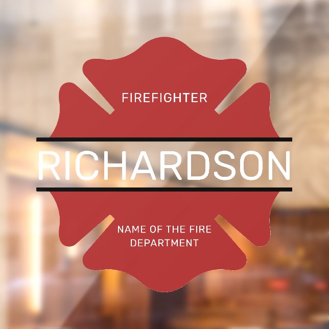 Personalised Firefighter Red Logo Symbol  Window Cling (Sheet 2)