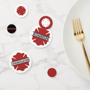 Personalised Firefighter Red Logo Thin Red Line Confetti