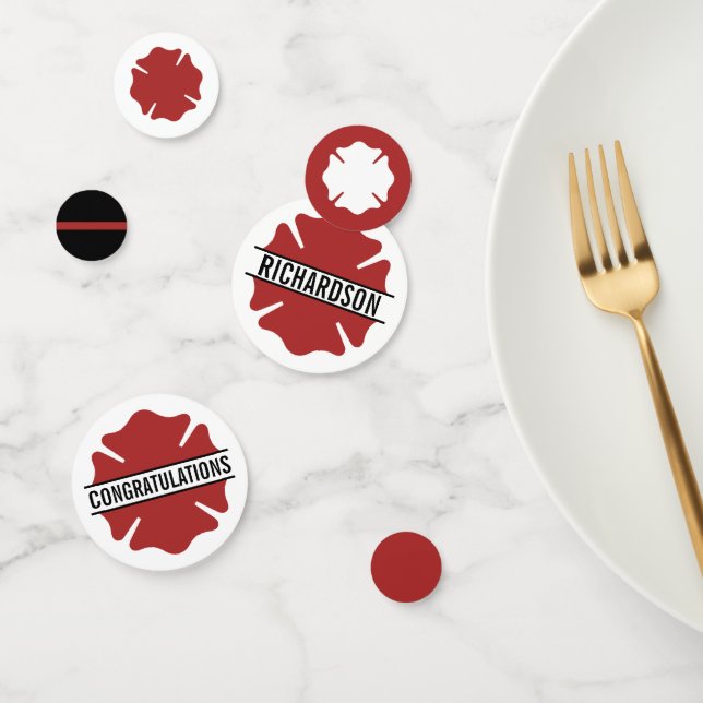 Personalised Firefighter Red Logo Thin Red Line Confetti (Group)