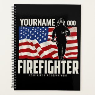 Personalised Firefighter Rescue USA Flag Patriotic Planner