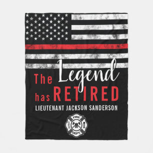 Personalised Firefighter Retirement Thin Red Line Fleece Blanket