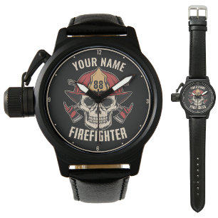 Personalised Firefighter Skull Fireman Fire Dept Watch