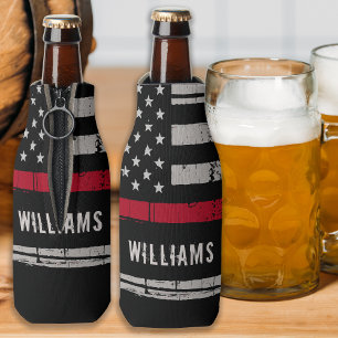 Personalised Firefighter Thin Red Line Bottle Cooler