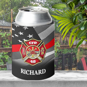 Personalised Firefighter Thin Red Line Custom Can Cooler