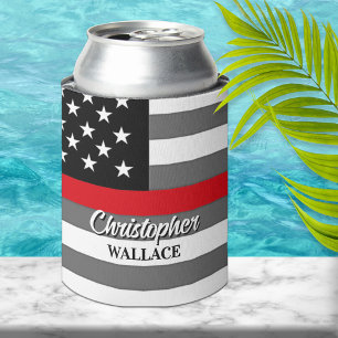 Personalised Firefighter Thin Red Line Custom Can Cooler