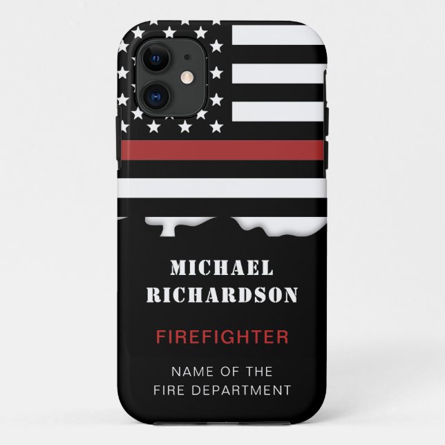 Personalised Firefighter Thin Red Line Fire Rescue Case-Mate iPhone Case (Back)